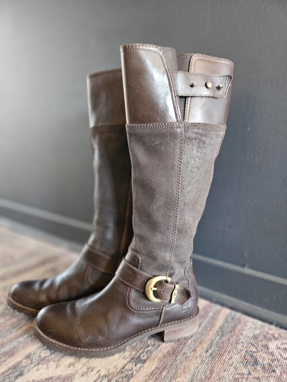 Timberland Dark Brown Leather Riding Women's Boots – Size 6.5